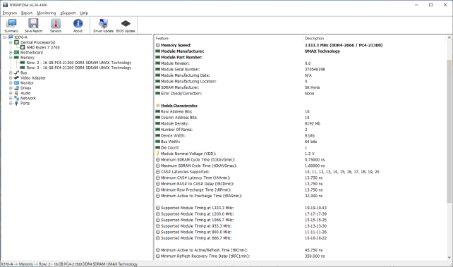 ▲HWiNFO64 メモリー詳細情報