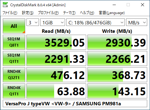 ▲Crystal Disk Mark 8.0.4