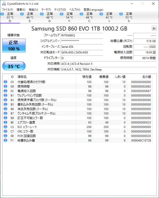 ▲1日使った後の温度。Sドライブが本製品
