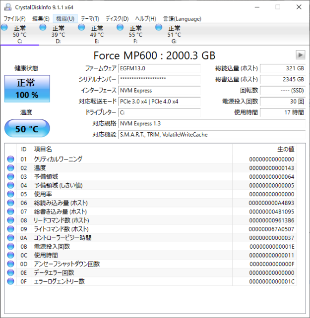 ▲Crystal Disk Info