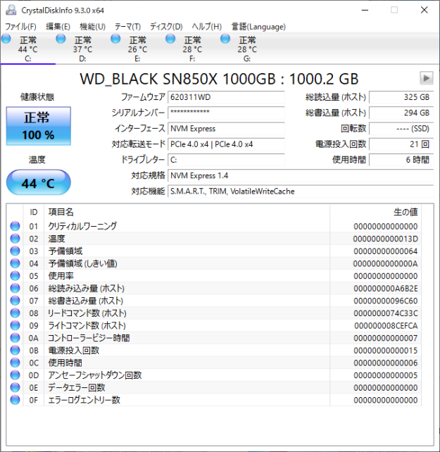 ▲Crystal Disk Info
