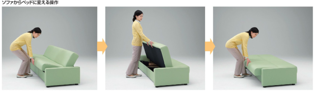 形状の変更は一般的なソファーベッドと同様