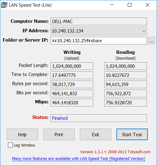 さすが有線。圧倒的な速さ