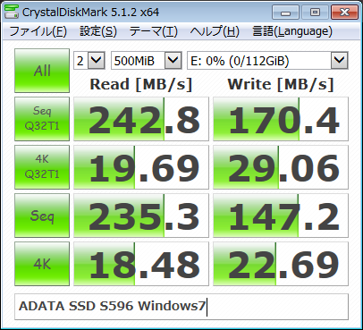 ちなみにUSB 2.0で接続した場合
