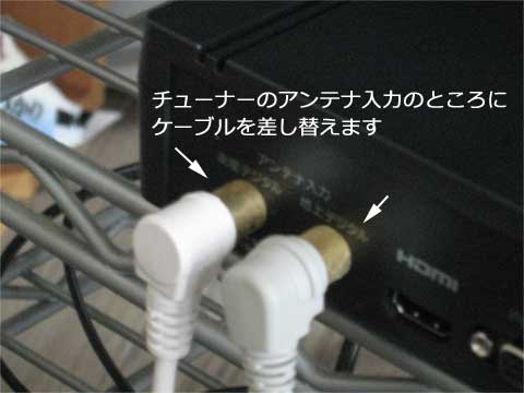チューナーにアンテナケーブルを接続