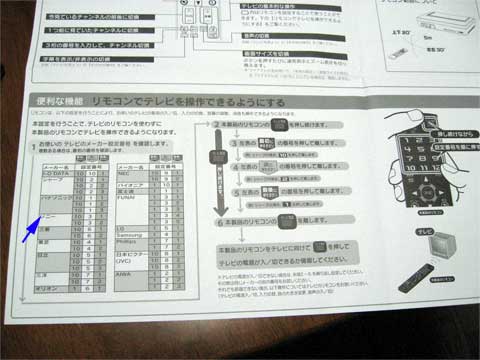 リモコンの設定方法が書かれている