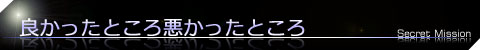 良かったところ悪かったところ