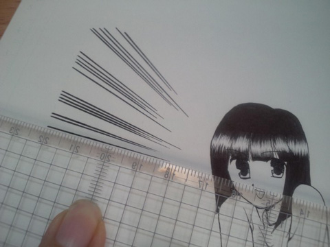 直定規を裏返しにして、ある点を軸に外側から一本ずつ線を引っ張るだけの簡単なおしg(げふっ