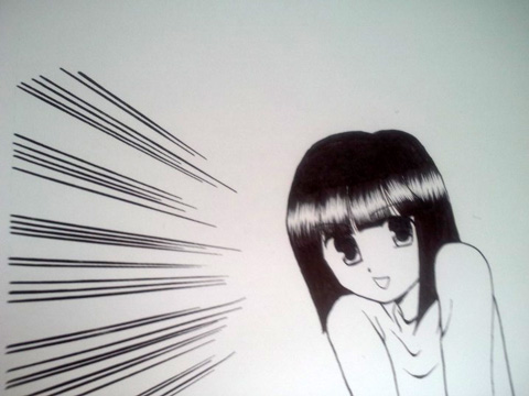 集中線を描き終わったところ