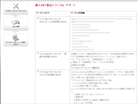 チャット等サポート画面