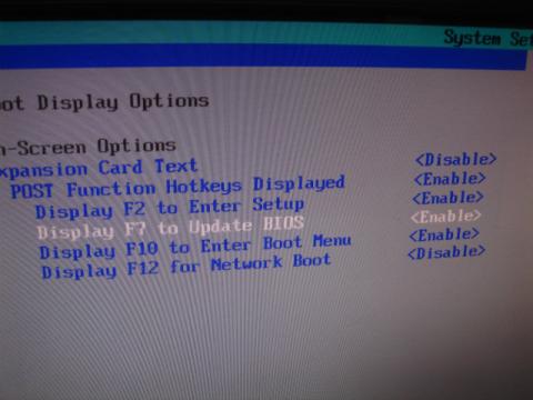 Display F7 to Update BIOS