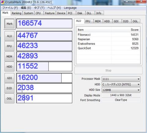 CrystalMark09ベンチ