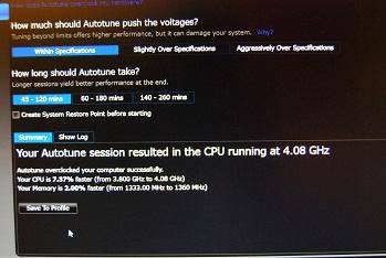 もう一回Auto Tuning。あきらめが悪い。4.08GHzになった!