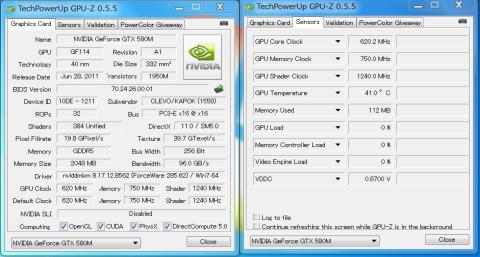ドライバ更新後のGPU-Z。バージョンが変わっています。