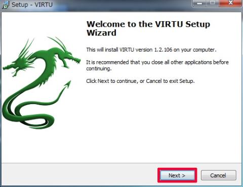インストール画面が始まる。Nextを選択