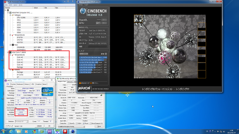 43倍の4430MHzで動いている。しかし、CPUもかなり発熱する。
