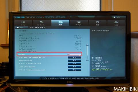 続いてCPU倍率を「49」にする