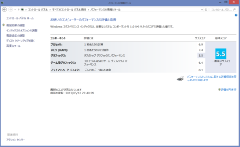 Windowsエクスペリエンスインデックス