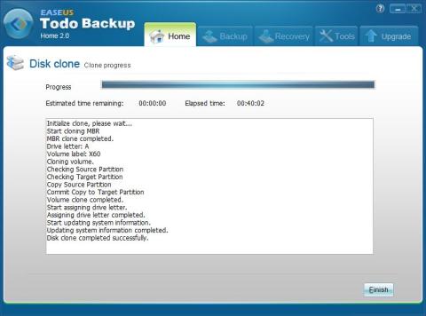 クローン作成完了画面