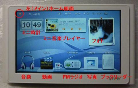 メインの左ホーム画面(こちらの表示がデフォルト)