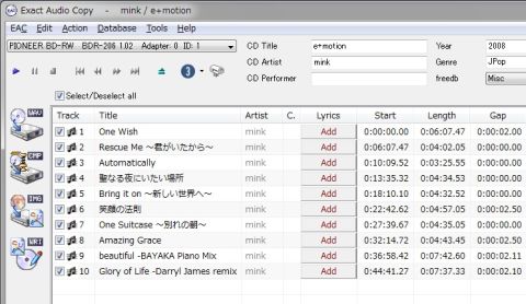 CDを読み込ませたところ