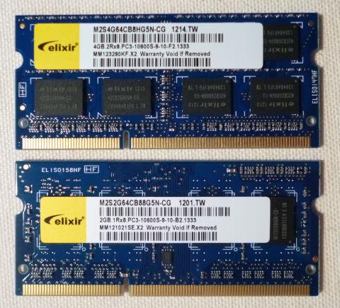 純正もELIXIRだから、ほとんどかわらんですな(下が標準装備の2GB)