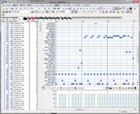 1曲目のドラム・パーカッションのチャンネル