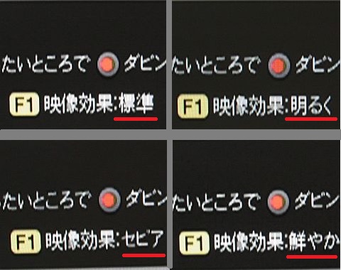 標準/明るく/セピア/鮮やかのプリセット色調補正が可能