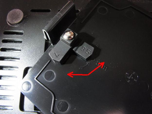 「9.5」の方にHDDの「押さえ」を切り替えて...