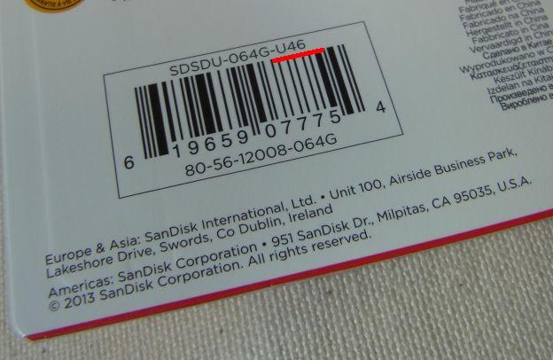 「U」46と記載がある、欧州、アジアパシフィック、南米、中南ア向け