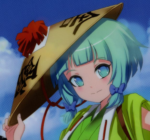 菅笠からチラ、と視線をくれてます。