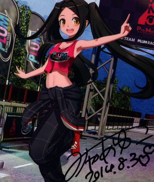 大きくレーシング諏訪姫が描かれた面にサインを...