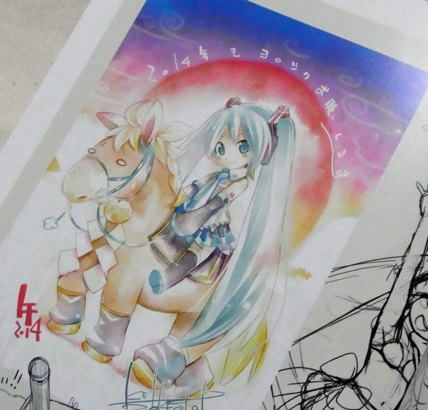 2014年の年賀状らしい。ミクのNoが14にw