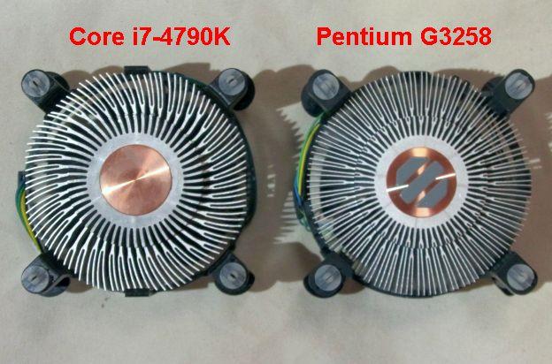 放熱フィンの形状が異なる。左の4790K用のものにグリスがないのは一度使用したから。