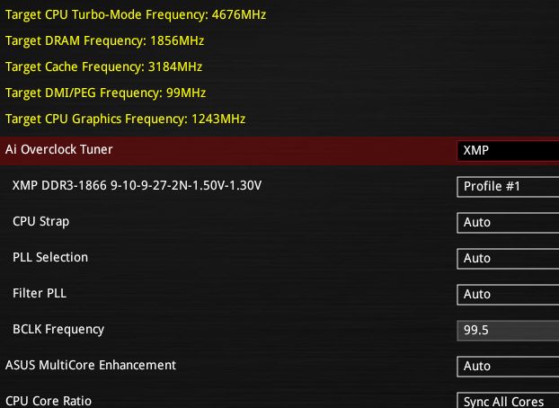 この時はベースクロックを下げて倍率を上げる試みもした