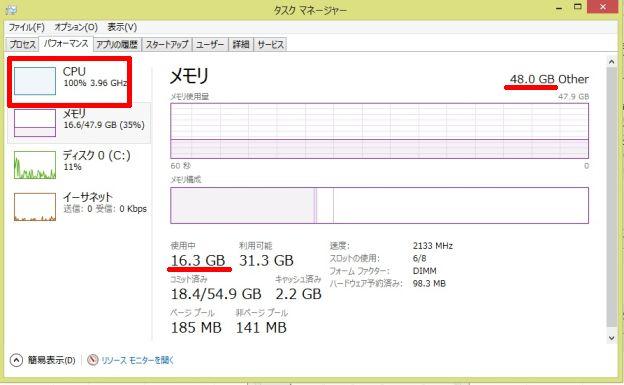 16.3GBとほとんど32GB時と変わらないが、スピードはアップ