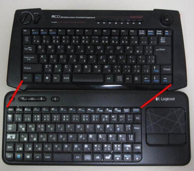 全体の幅はほぼ変わらないが右側にタッチパッドがある分キーボード部分は狭い