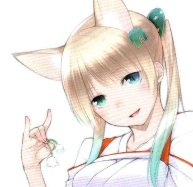 お花くわえた..キツネちゃん。こーんこん。 ふふ。