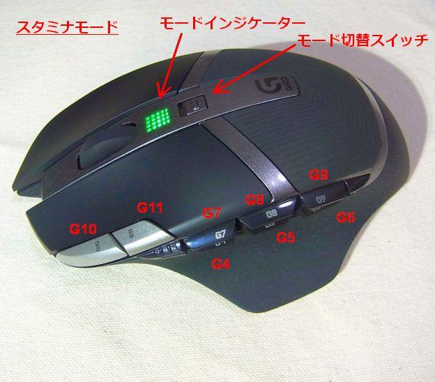 各ボタンの位置(緑のインジケーターは「スタミナモード」)