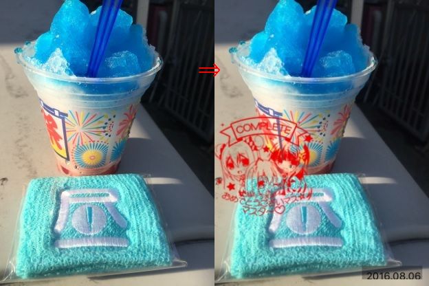 自分で撮った写真にスタンプも捺せる。