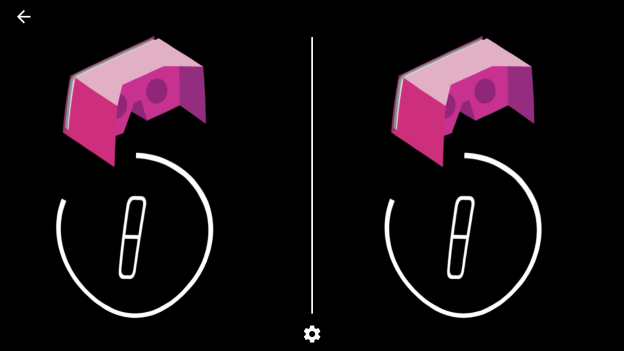 スタートさせるとスマホをゴーグルに入れるアニメとともにカウントダウン