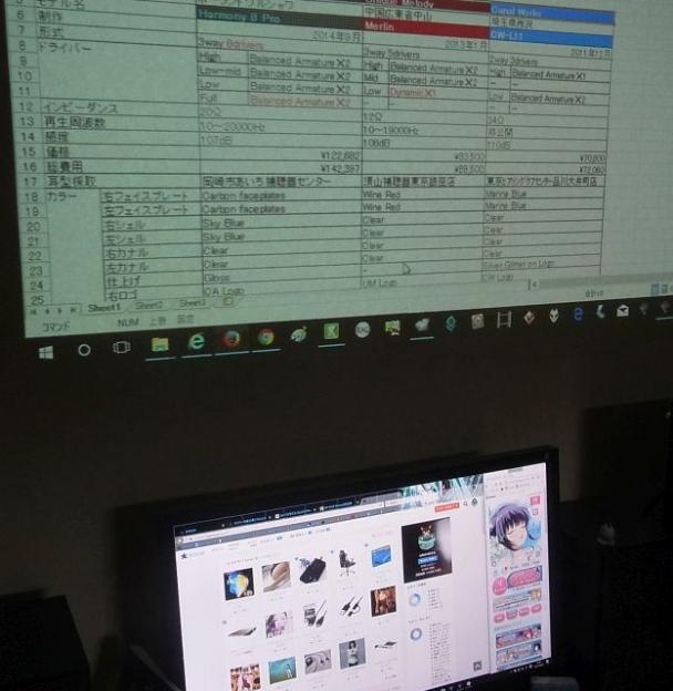 暗くすればExcelの表の中の文字もきちんと読み取れる