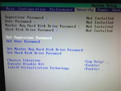 Passwordによる保護やVTの有効/無効の設定ができます。 XP Modeなどを使用するのであれば「Enable」のままで