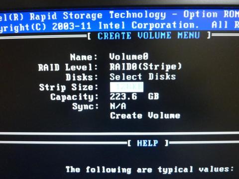 ストライプサイズはとりあえず128KB