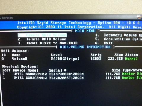 初めてRAID構築する事が出来ました。