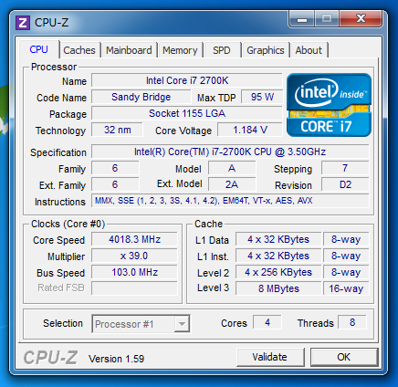 OC時のCPU-Zの結果