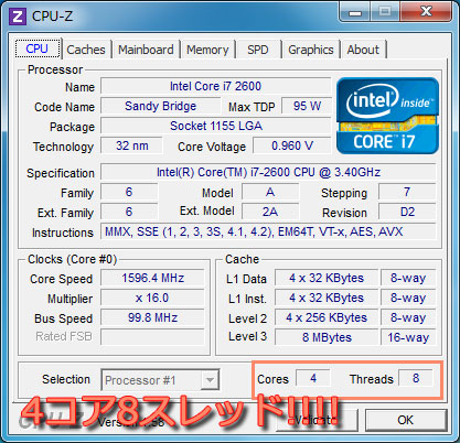 やっぱりこれを見たかった!4コア8スレッド!ゴクリ!
