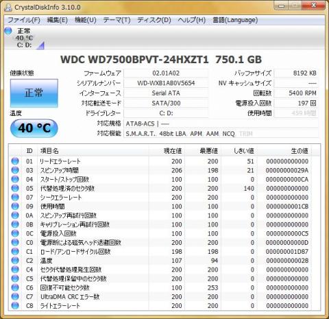 G560のCrystalDiskInfo(HDD)