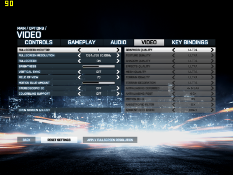 オプション画面(英語)