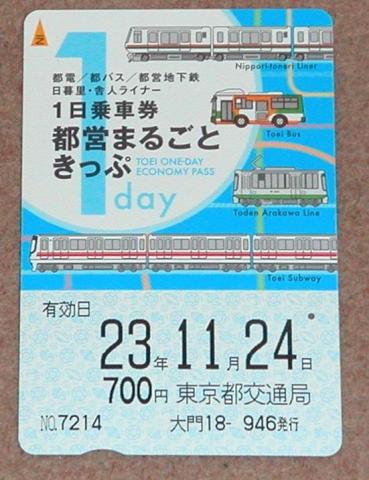 都営まるごときっぷ(一日券)